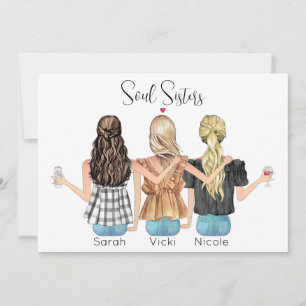 Custom best friends personalised portrait holiday card