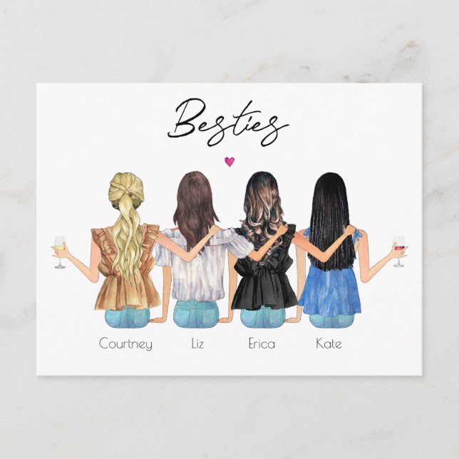 Custom best friends personalised portrait Postcard (Front)