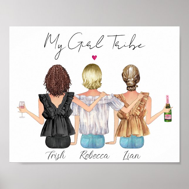 Custom best friends personalised portrait poster (Front)