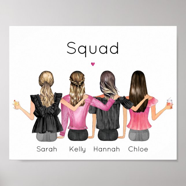 Custom best friends personalised portrait poster (Front)