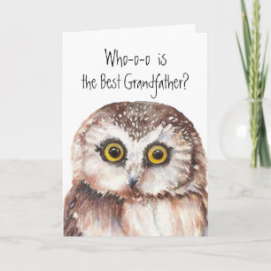 Custom Best Grandfather Cute Owl Humour Card