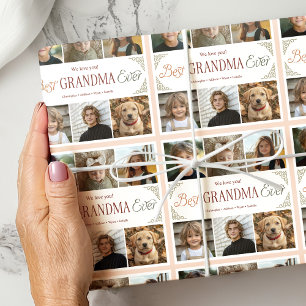 Custom Best Grandma Ever 6 Photo Collage Wrapping Paper