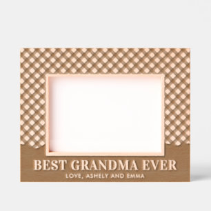 Custom Best Grandma Ever Plaid Pattern Etched Frames