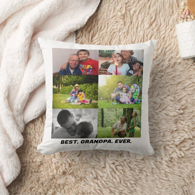 Custom Best grandpa ever 6 photo collage  Cushion (Blanket)