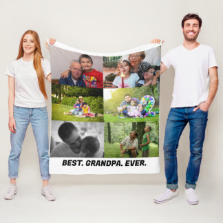 Custom Best grandpa ever 6 photo collage Fleece Blanket