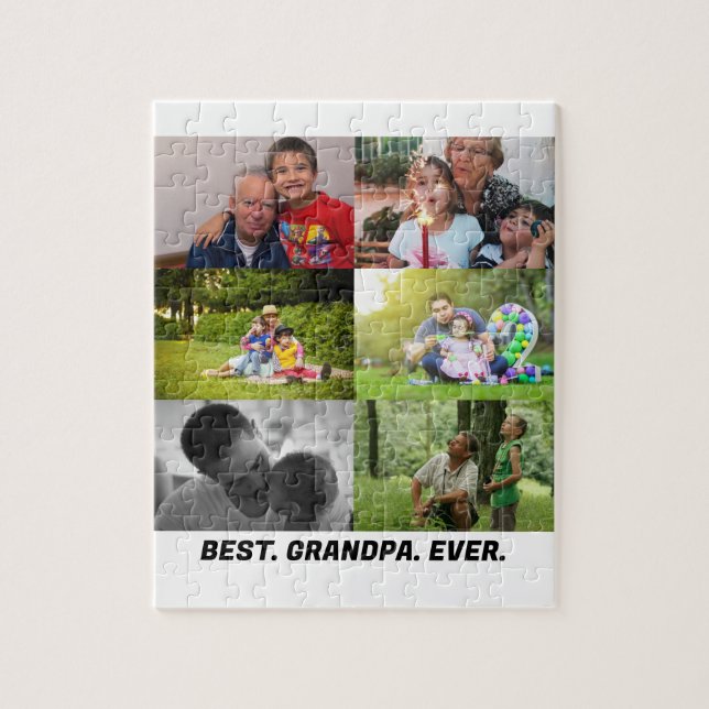 Custom Best grandpa ever 6 photo collage  Jigsaw Puzzle (Vertical)