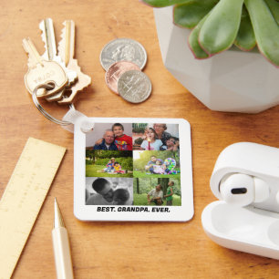 Custom Best grandpa ever 6 photo collage  Key Ring