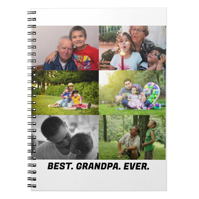 Custom Best grandpa ever 6 photo collage Notebook (Front)