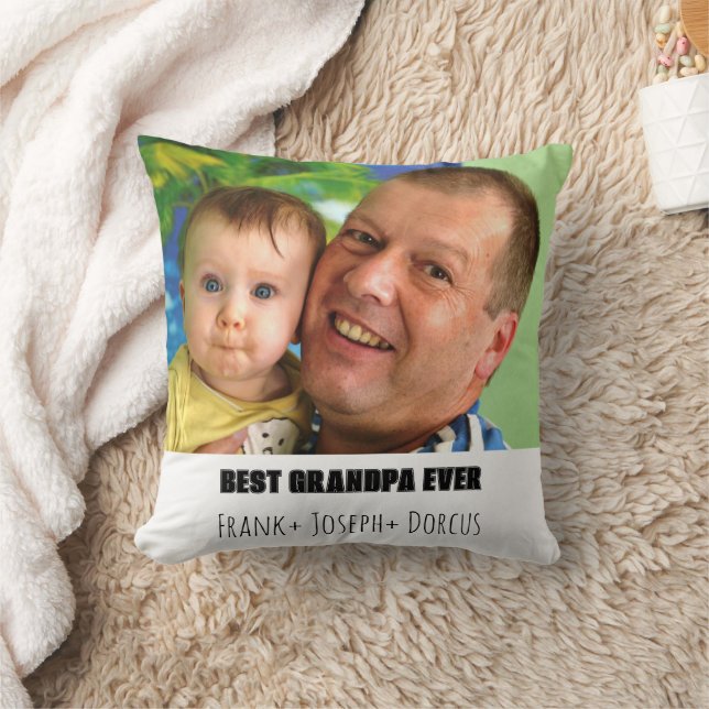 Custom Best Grandpa Ever Photo Cushion (Blanket)