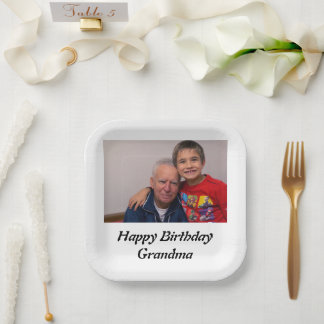 Custom Best Grandpa Ever Photo Paper Plate