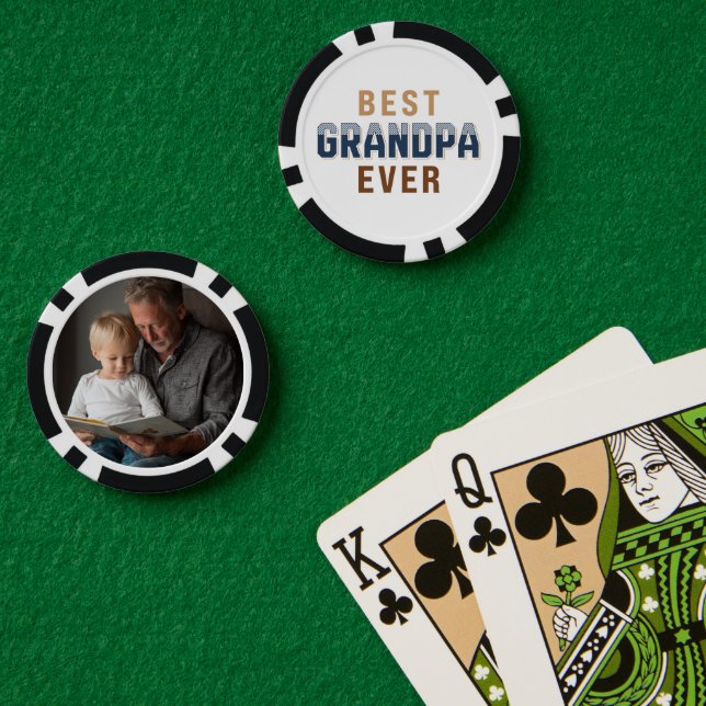 Custom Best Grandpa Ever Photo  Poker Chips (Poker Table (Double))