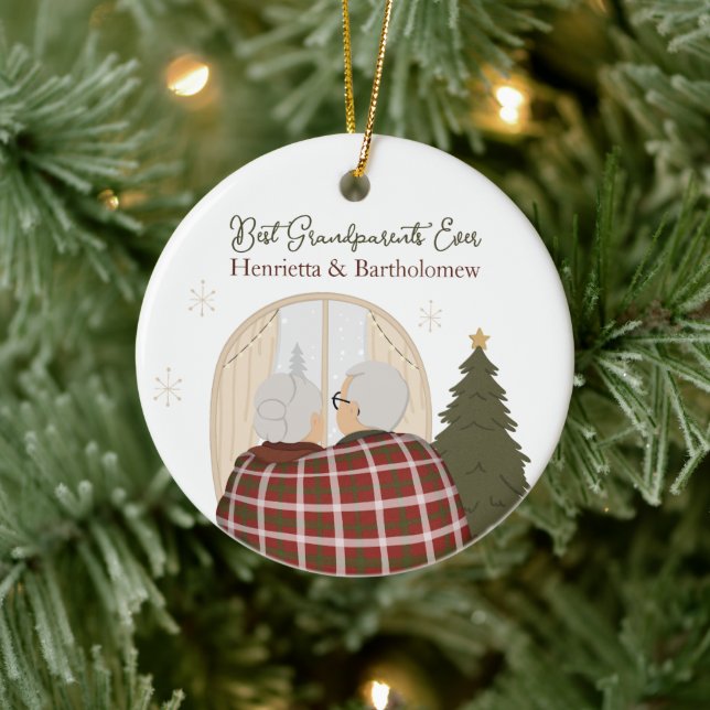 Custom Best Grandparents Christmas Ceramic Tree Decoration (Tree)