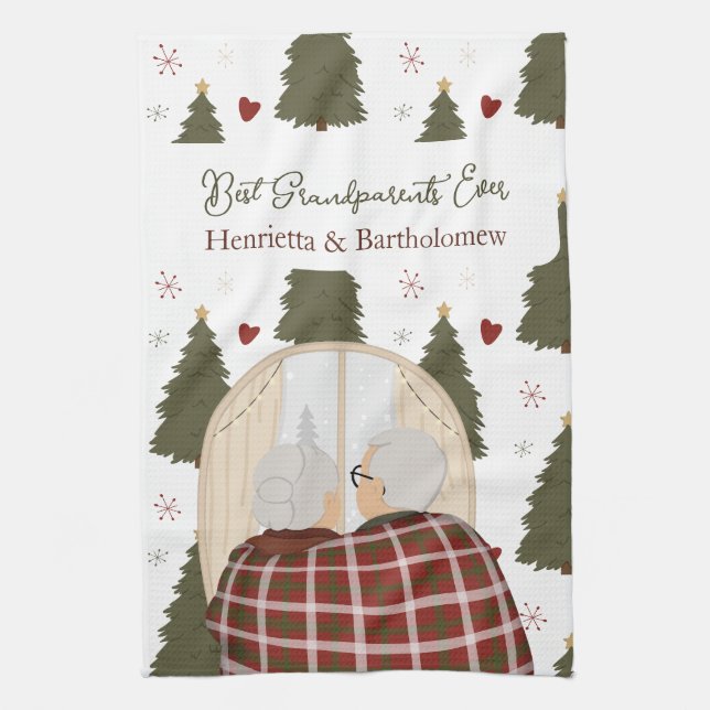 Custom Best Grandparents Christmas Tea Towel (Vertical)
