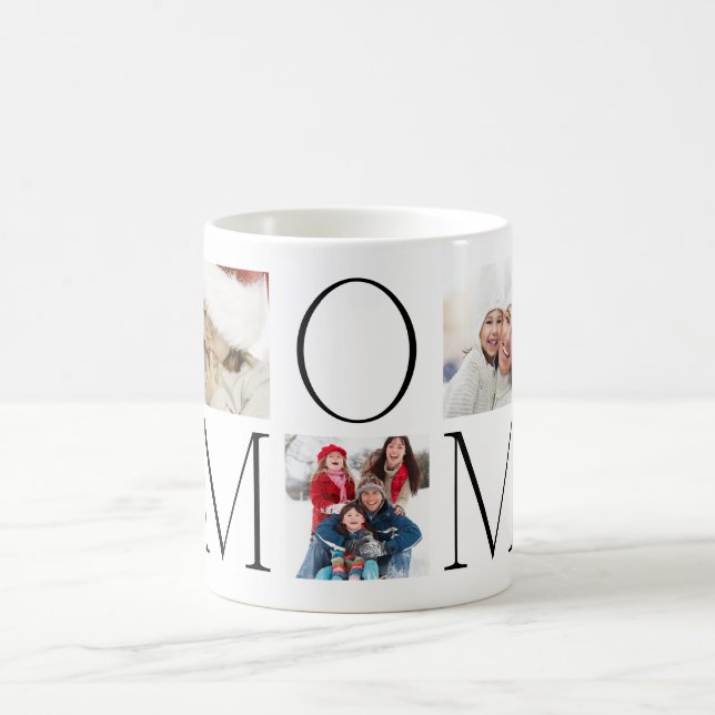 Custom Best | MOM | Ever Modern Text Photo Coffee Mug (Center)