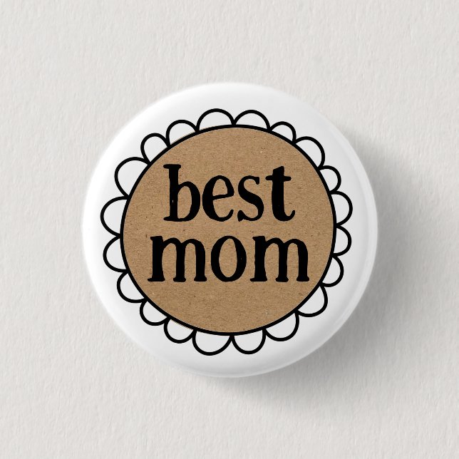 Custom BEST MOM Scalloped Edge 3 Cm Round Badge (Front)