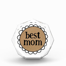 Custom BEST MOM Scalloped Edge Acrylic Award