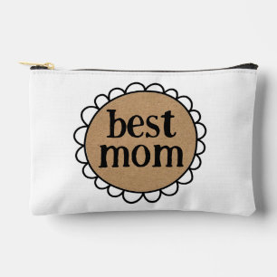Custom BEST MOM Scalloped Edge Cosmetic Toiletry Accessory Pouch