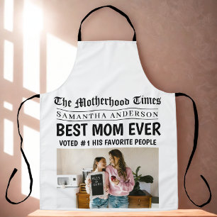 Custom "Best Mum Ever" Newspaper Headline Photo Apron