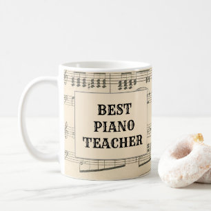 Custom Best Piano Teacher Vintage Sheet Music Coffee Mug