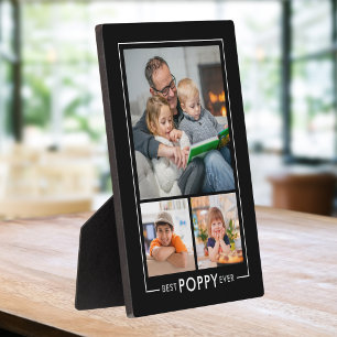 Custom Best Poppy Ever 3 Photo Collage Black Plaque