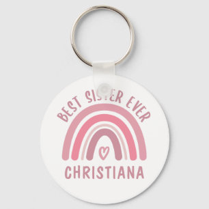 Custom Best Sister Ever Cute Rainbow Sister Gifts Key Ring