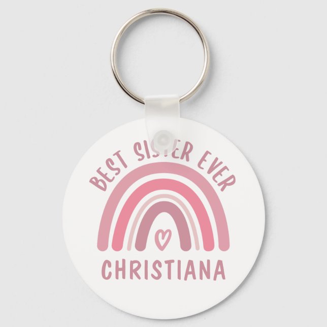 Custom Best Sister Ever Cute Rainbow Sister Gifts Key Ring (Front)