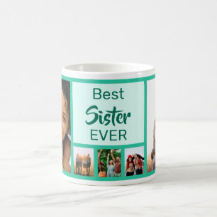 Custom best sister modern birthday photo collage coffee mug