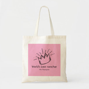 Custom best teacher appreciation school name pink  tote bag