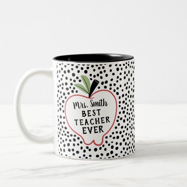 Custom Best Teacher Ever Apple Mug (Left)
