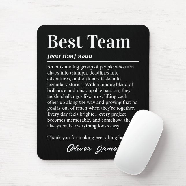 Custom Best Team Definition Employee Appreciation Mouse Mat (With Mouse)
