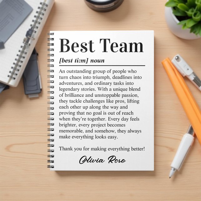 Custom Best Team Definition Employee Appreciation Notebook (Creator Uploaded)