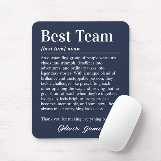 Custom Best Team Definition Professional Mouse Mat (With Mouse)