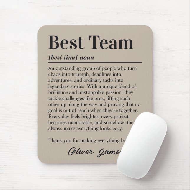 Custom Best Team Definition Teamwork Mouse Mat (With Mouse)