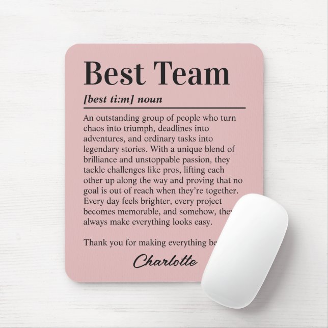 Custom Best Team Definition Thank You Team Mouse Mat (With Mouse)