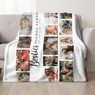 Custom Besties 18 Photo Collage Fleece Blanket