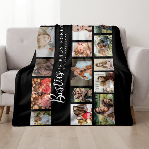 Custom Besties 18 Photo Collage Fleece Blanket