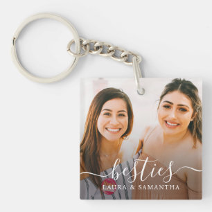 Custom Besties Names Photo Key Ring