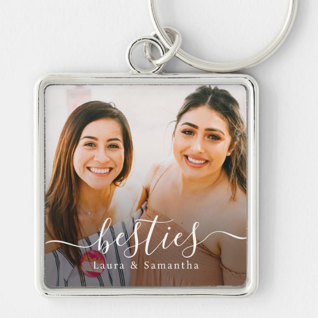 Custom Besties Names Photo Key Ring (Front)
