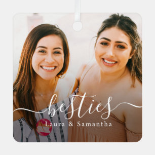 Custom Besties Names Photo Metal Tree Decoration