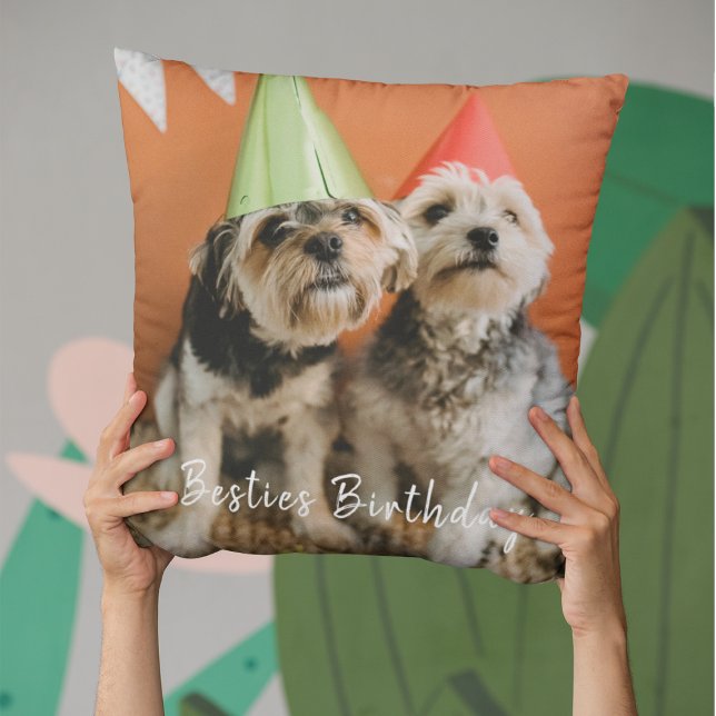 Custom Besties Photo Friends Bff Dogs Pets  Cushion (Creator Uploaded)