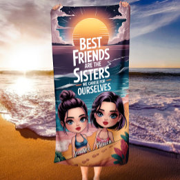 Custom BFF Best Friends Chibi BFF Personalised Beach Towel