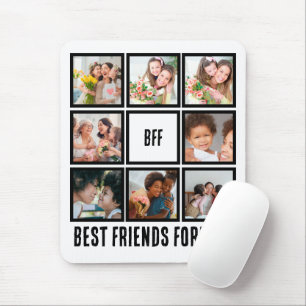 Custom BFF Best Friends Forever 8 Photo Collage Mouse Mat