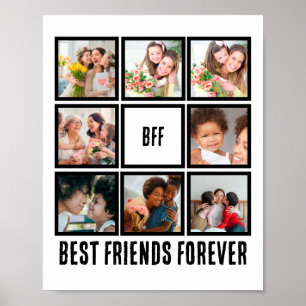 Custom BFF Best Friends Forever 8 Photo Collage Poster