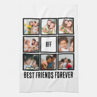 Custom BFF Best Friends Forever 8 Photo Collage Tea Towel