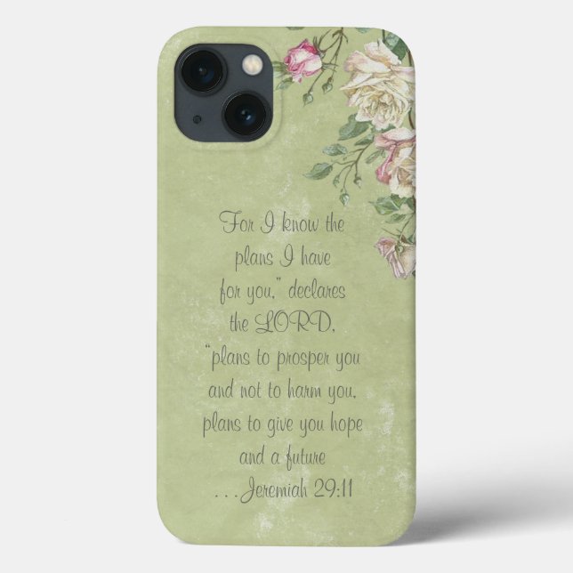 Custom Bible Verse Floral Shabby Chic Phone Case (Back)
