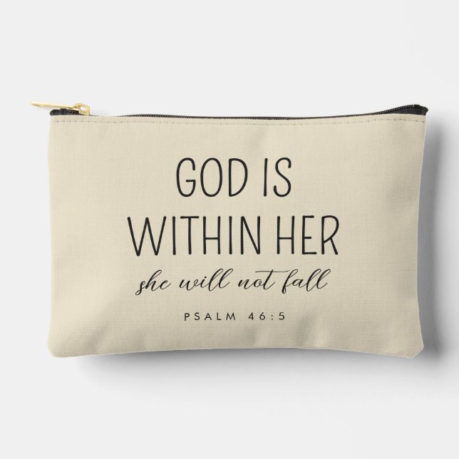 Custom Bible Verse Psalm 46:5 God is Within Her Accessory Pouch (Front)