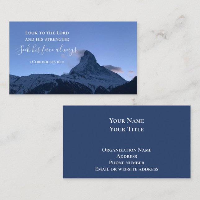 Custom Bible Verse Swiss Alps Photo Template Business Card (Front/Back)