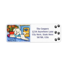 Custom Bichon Frise Dog Art Return Address Labels