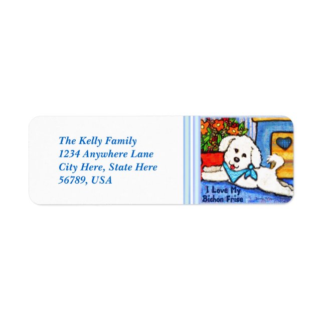 Custom  Bichon Frise Dog Return Address Labels (Front)