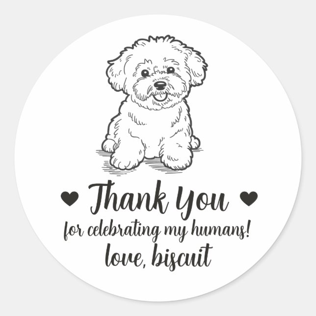 Custom Bichon Frise Dog Wedding Favour Stickers (Front)